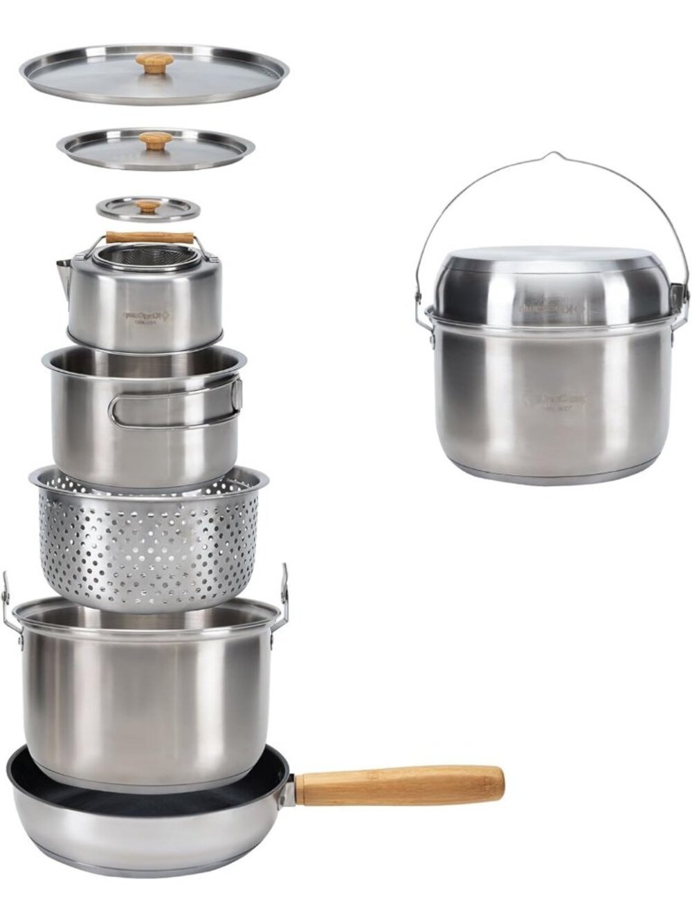 Camping Cookware Set - 304 Stainless Steel Pot for 4-6, Lightweight & Durable